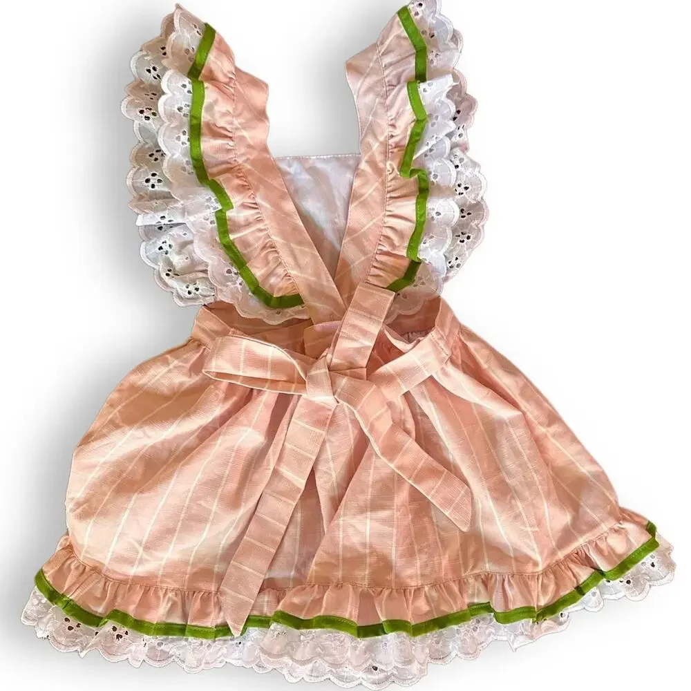 Rosa Flamenco Strawberry Ruffle Pinafore Smock Dress 7/8 Pink